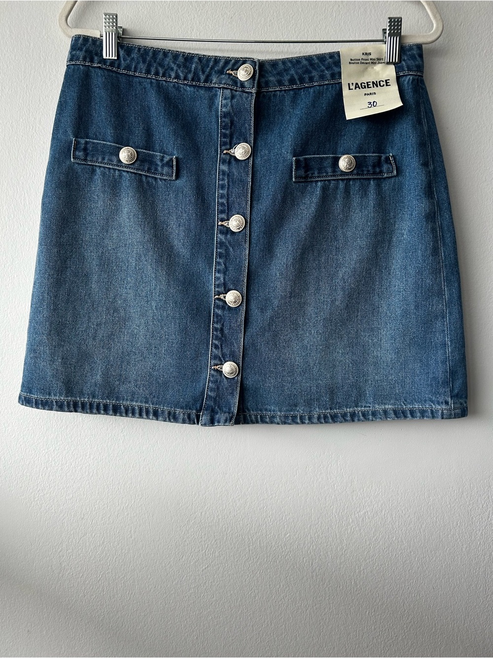 NWOT L'AGENCE KRIS DENIM MINI SKIRT in blue